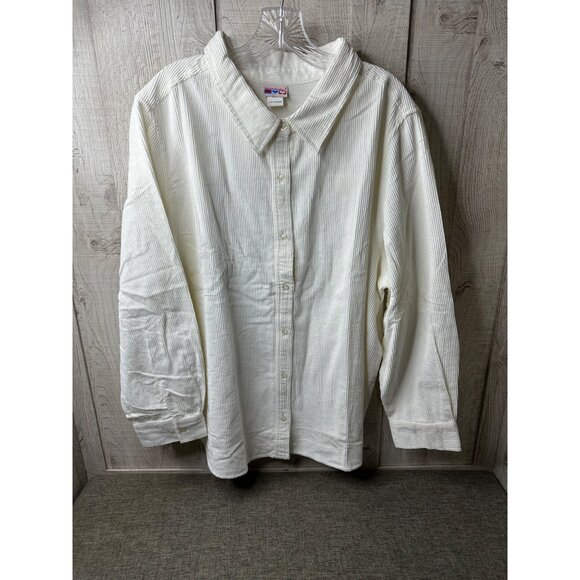 American Sweetheart Tops - American Sweetheart Womens Ivory Corduroy Button-Up Shirt 3X